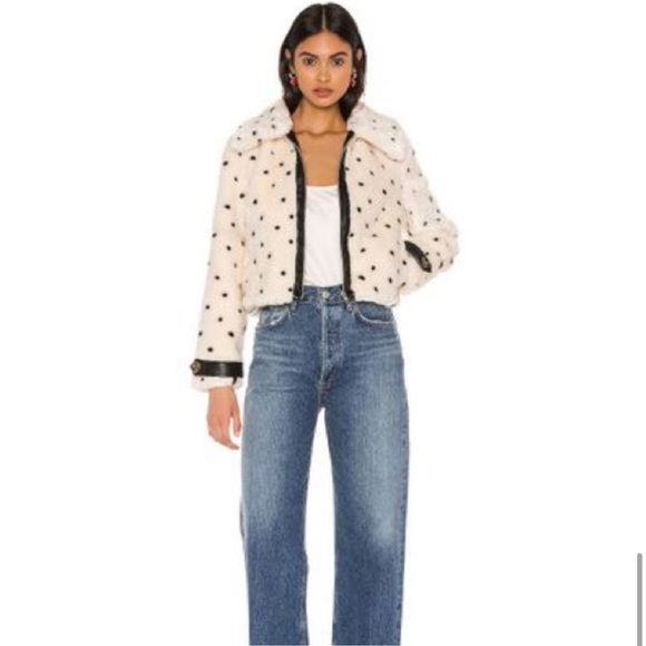 MAJORELLE Kaelyn Coat in White Black Dot - Picture 2 of 4